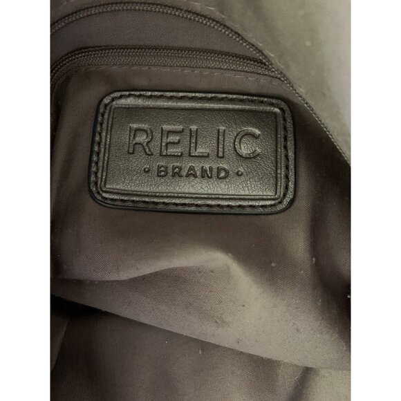 Relic Women Purse Taupe Faux Leather Magenta Flower Applique Boho Metallic Fairy - Picture 5 of 9